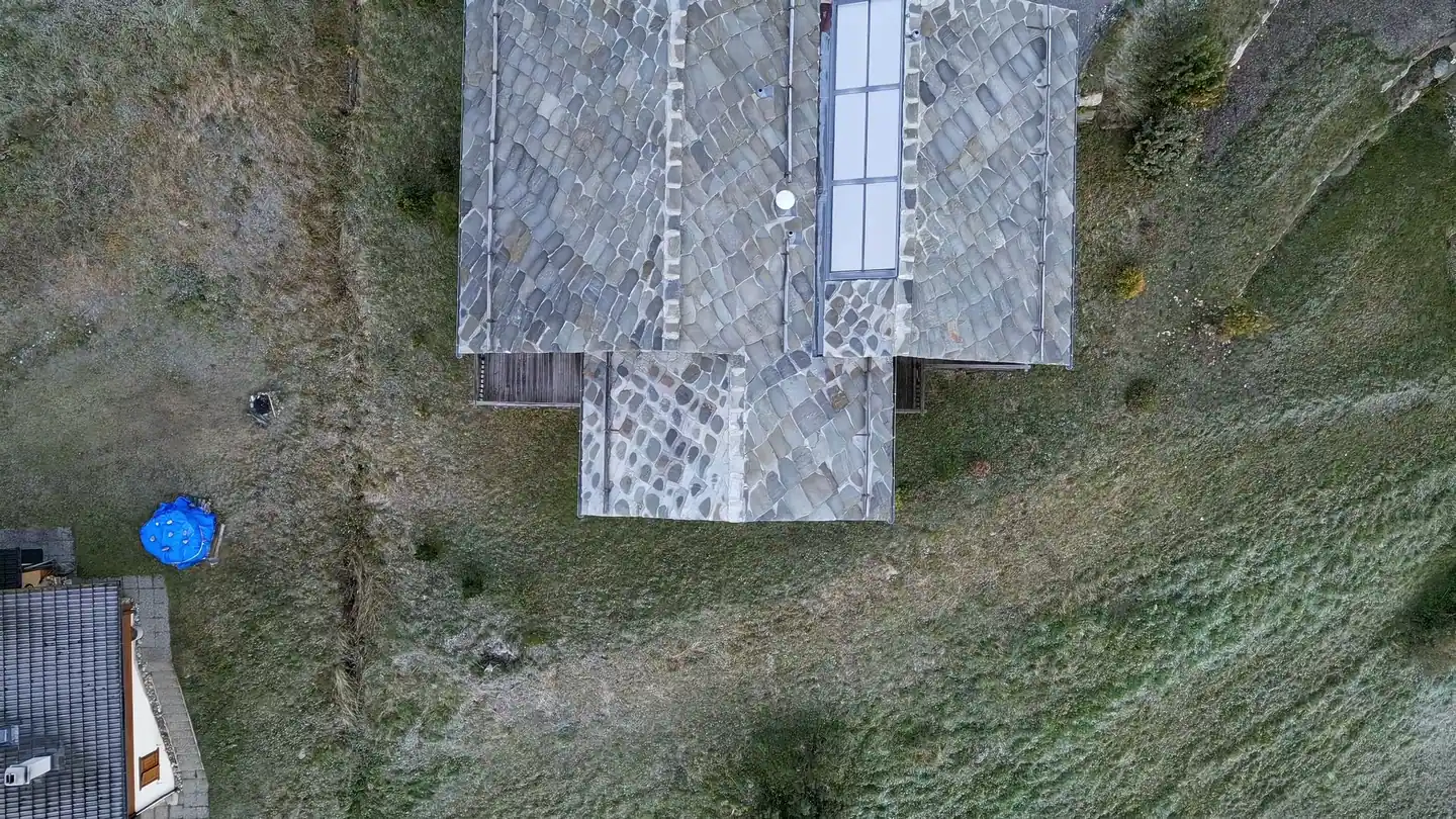 The chalet roof seen from directly above