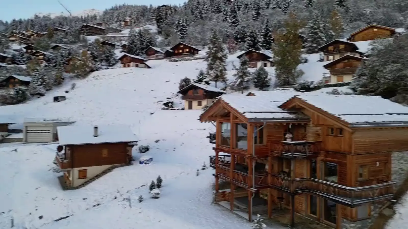The chalet in its first snow