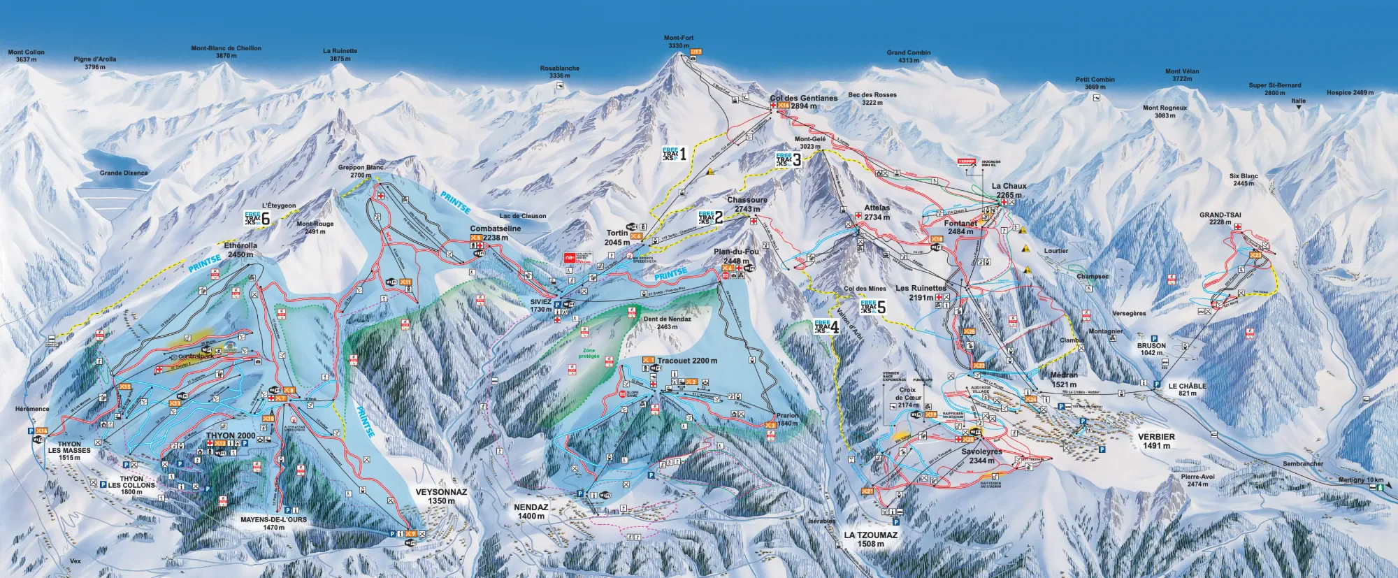 Official 4 Vallées piste map, © 4 Vallées