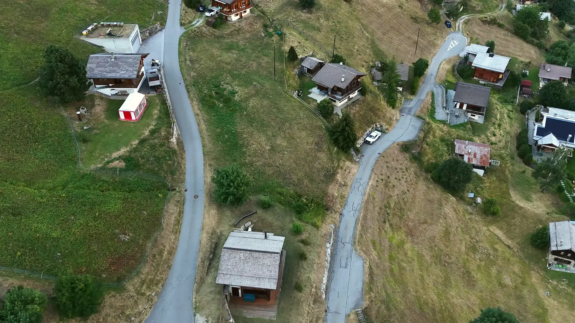 Mountain roads near the chalet, seen from above
